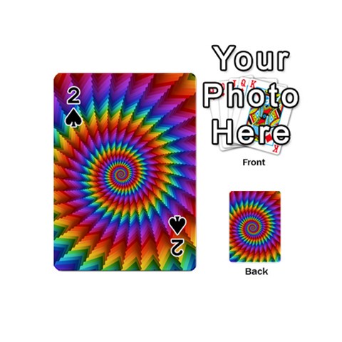 Psychedelic Rainbow Spiral Playing Cards 54 (Mini) from ArtsNow.com Front - Spade2