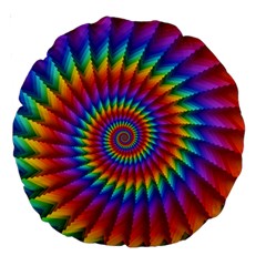 Psychedelic Rainbow Spiral Large 18  Premium Round Cushion  from ArtsNow.com Front