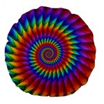 Psychedelic Rainbow Spiral Large 18  Premium Round Cushion 