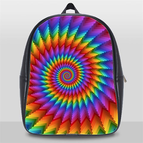 Psychedelic Rainbow Spiral School Bag (XL) from ArtsNow.com Front