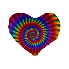 Psychedelic Rainbow Spiral Standard 16  Premium Heart Shape Cushion  from ArtsNow.com Front