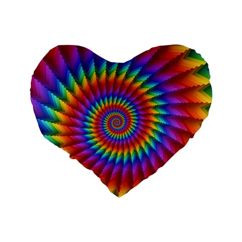 Psychedelic Rainbow Spiral Standard 16  Premium Heart Shape Cushion  from ArtsNow.com Back