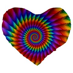 Psychedelic Rainbow Spiral Large 19  Premium Heart Shape Cushion from ArtsNow.com Front