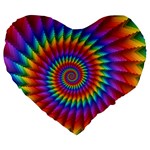 Psychedelic Rainbow Spiral Large 19  Premium Heart Shape Cushion