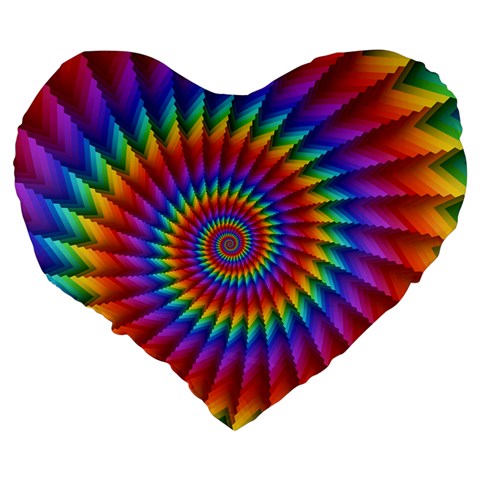 Psychedelic Rainbow Spiral Large 19  Premium Heart Shape Cushion from ArtsNow.com Back