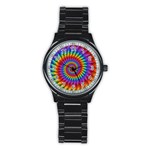 Psychedelic Rainbow Spiral Stainless Steel Round Watch