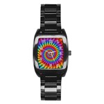 Psychedelic Rainbow Spiral Stainless Steel Barrel Watch