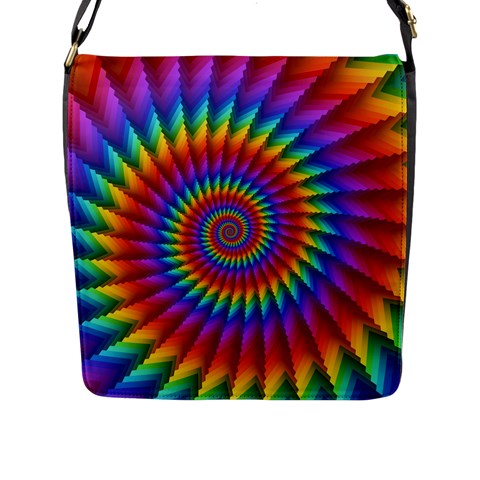 Psychedelic Rainbow Spiral Flap Closure Messenger Bag (L) from ArtsNow.com Front