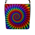 Psychedelic Rainbow Spiral Flap Closure Messenger Bag (L)