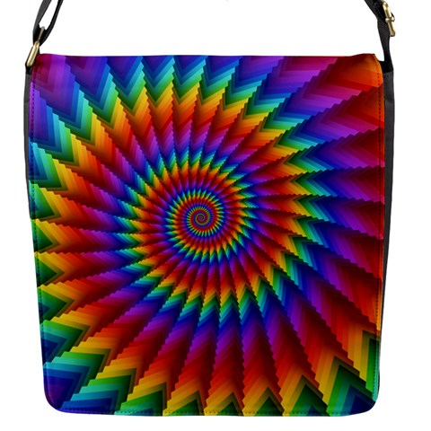 Psychedelic Rainbow Spiral Flap Closure Messenger Bag (S) from ArtsNow.com Front