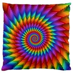 Psychedelic Rainbow Spiral Large Flano Cushion Case (One Side)