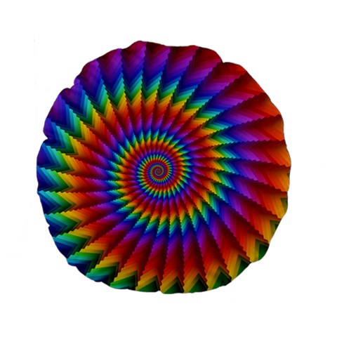 Psychedelic Rainbow Spiral Standard 15  Premium Flano Round Cushion  from ArtsNow.com Front