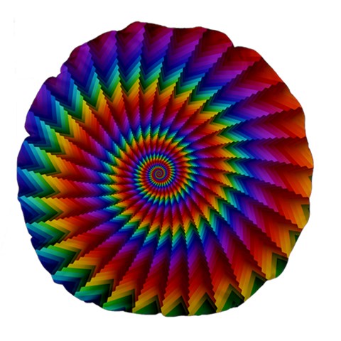 Psychedelic Rainbow Spiral Large 18  Premium Flano Round Cushion  from ArtsNow.com Front