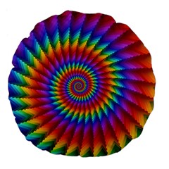 Psychedelic Rainbow Spiral Large 18  Premium Flano Round Cushion  from ArtsNow.com Front