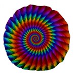 Psychedelic Rainbow Spiral Large 18  Premium Flano Round Cushion 