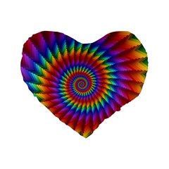 Psychedelic Rainbow Spiral Standard 16  Premium Flano Heart Shape Cushion  from ArtsNow.com Front