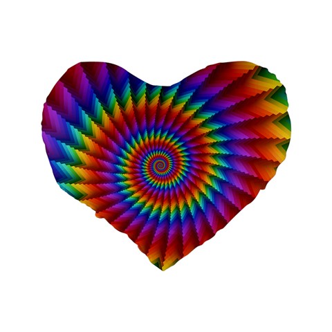 Psychedelic Rainbow Spiral Standard 16  Premium Flano Heart Shape Cushion  from ArtsNow.com Back