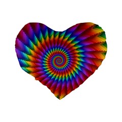 Psychedelic Rainbow Spiral Standard 16  Premium Flano Heart Shape Cushion  from ArtsNow.com Back