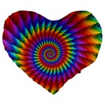 Psychedelic Rainbow Spiral Large 19  Premium Flano Heart Shape Cushion