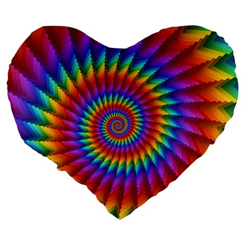 Psychedelic Rainbow Spiral Large 19  Premium Flano Heart Shape Cushion from ArtsNow.com Back