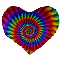 Psychedelic Rainbow Spiral Large 19  Premium Flano Heart Shape Cushion from ArtsNow.com Back