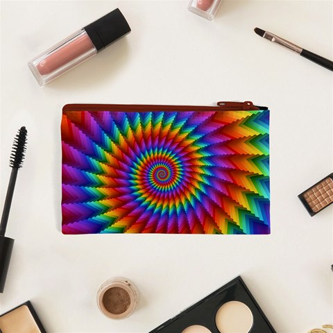 Psychedelic Rainbow Spiral Cosmetic Bag (XS) from ArtsNow.com Back