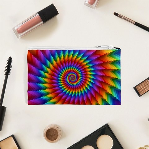 Psychedelic Rainbow Spiral Cosmetic Bag (XS) from ArtsNow.com Back