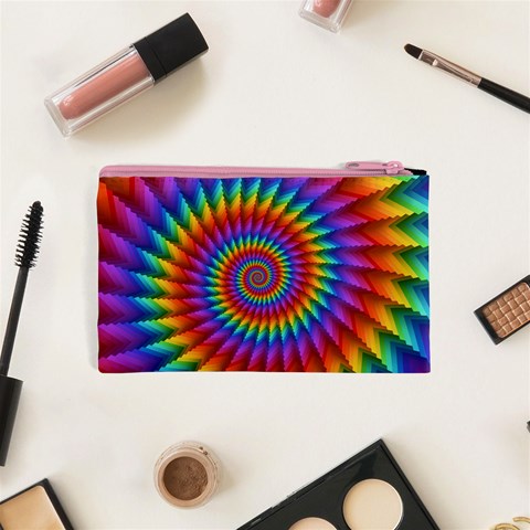 Psychedelic Rainbow Spiral Cosmetic Bag (XS) from ArtsNow.com Back