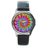 Psychedelic Rainbow Spiral Round Metal Watch