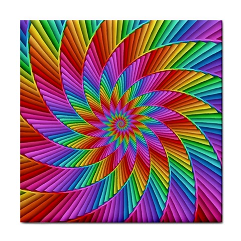 Psychedelic Rainbow Spiral Tile Coaster from ArtsNow.com Front