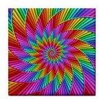 Psychedelic Rainbow Spiral Tile Coaster