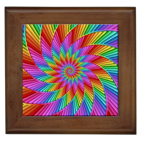 Psychedelic Rainbow Spiral Framed Tile from ArtsNow.com Front