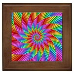 Psychedelic Rainbow Spiral Framed Tile