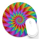 Psychedelic Rainbow Spiral Round Mousepad