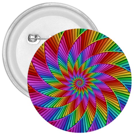 Psychedelic Rainbow Spiral 3  Button from ArtsNow.com Front