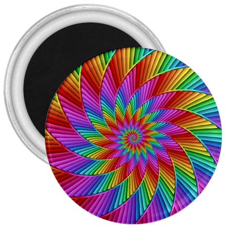 Psychedelic Rainbow Spiral 3  Magnet from ArtsNow.com Front