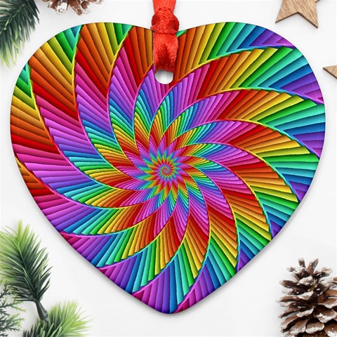 Psychedelic Rainbow Spiral Ornament (Heart) from ArtsNow.com Front