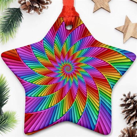 Psychedelic Rainbow Spiral Ornament (Star) from ArtsNow.com Front