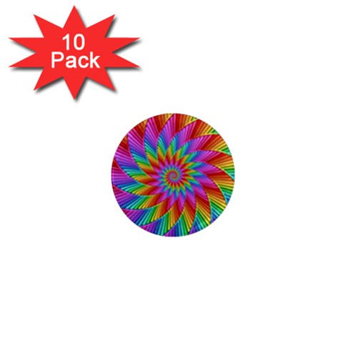 Psychedelic Rainbow Spiral 1  Mini Magnet (10 pack)  from ArtsNow.com Front