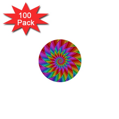 Psychedelic Rainbow Spiral 1  Mini Button (100 pack)  from ArtsNow.com Front