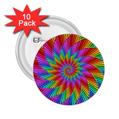 Psychedelic Rainbow Spiral 2.25  Button (10 pack) from ArtsNow.com Front