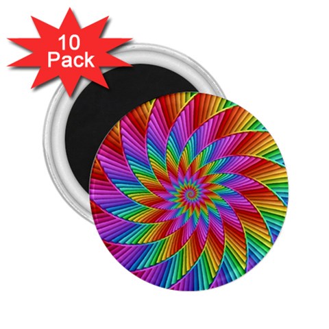 Psychedelic Rainbow Spiral 2.25  Magnet (10 pack) from ArtsNow.com Front