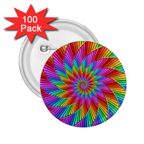 Psychedelic Rainbow Spiral 2.25  Button (100 pack) from ArtsNow.com Front