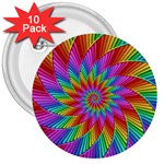 Psychedelic Rainbow Spiral 3  Button (10 pack)