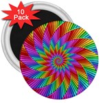 Psychedelic Rainbow Spiral 3  Magnet (10 pack)