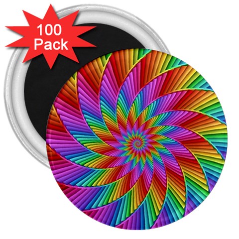 Psychedelic Rainbow Spiral 3  Magnet (100 pack) from ArtsNow.com Front