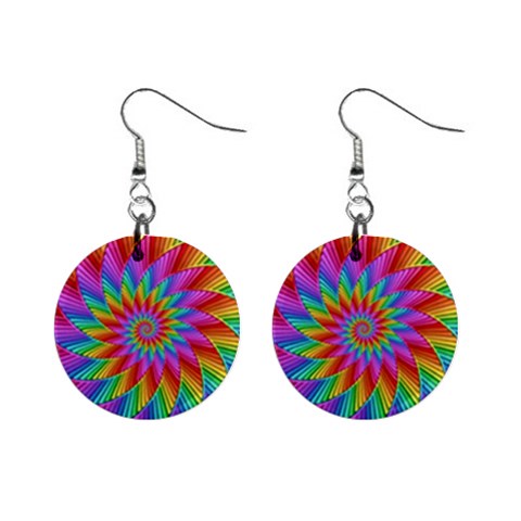 Psychedelic Rainbow Spiral 1  Button Earrings from ArtsNow.com Front