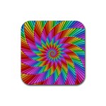 Psychedelic Rainbow Spiral Rubber Coaster (Square)