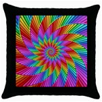 Psychedelic Rainbow Spiral Throw Pillow Case (Black)