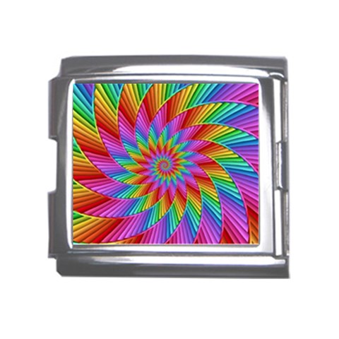 Psychedelic Rainbow Spiral Mega Link Italian Charm (18mm) from ArtsNow.com Front